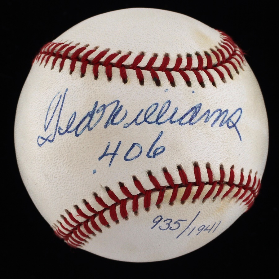Boston Sports - Ted Williams ".406" Single-Signed Baseball