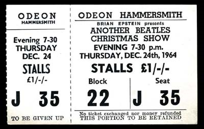 The Beatles - December 24, 1964 Ticket