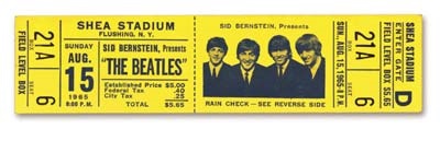 The Beatles - August 15, 1965 Ticket