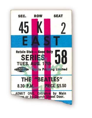 The Beatles - August 17, 1965 Ticket