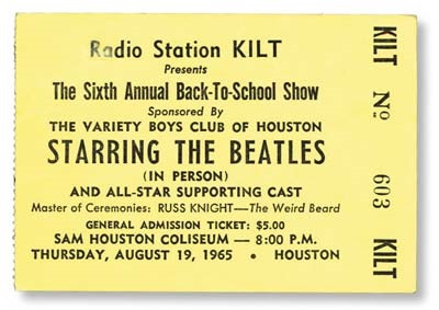 The Beatles - August 19, 1965 Ticket