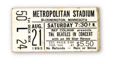 The Beatles - August 21, 1965 Ticket