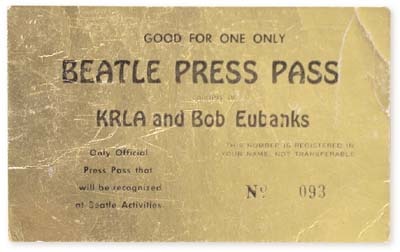 The Beatles - August 29/30, 1965 Press Pass