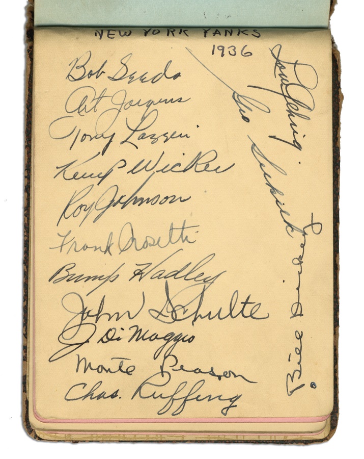 - 1936-37 Baseball Autograph Book Featuring DiMaggio, Foxx, Ott (90+)