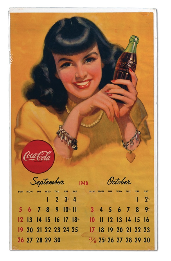 Rock And Pop Culture - Bettie Page 1948 Coca Cola Calendar Page