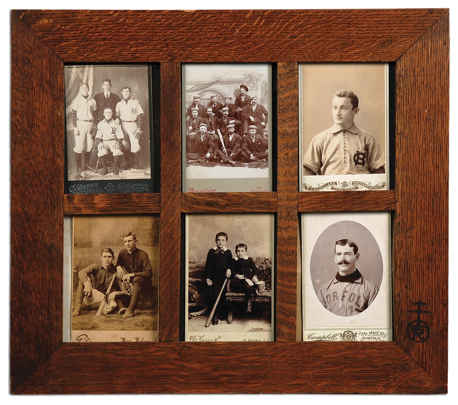Baseball Memorabilia - Roycroft Mission Oak Frame Housing Six Baseball Cabinets
