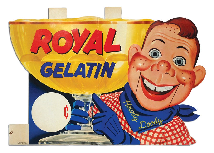 Rock And Pop Culture - Large 1950s Howdy Doody Royal Gelatin Advertising Sign