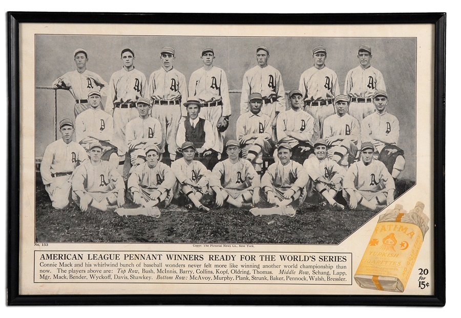 Baseball Memorabilia - 1914 Philadelphia Athletics Fatima Photographic Display
