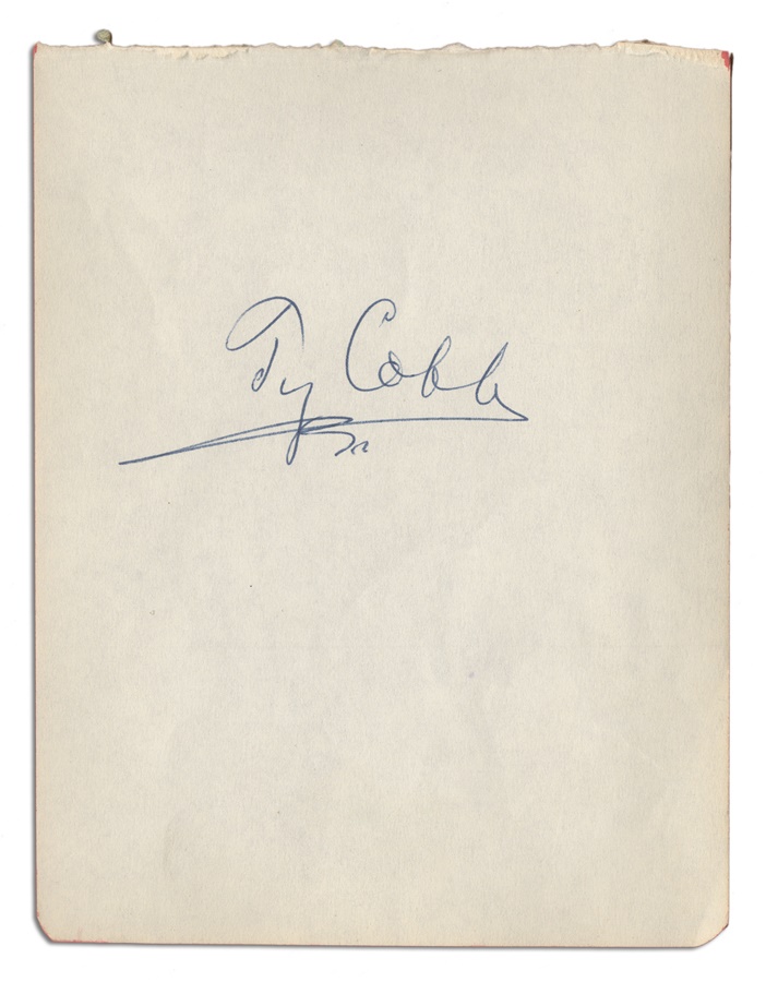 Ty Cobb Single-Signed Album Page