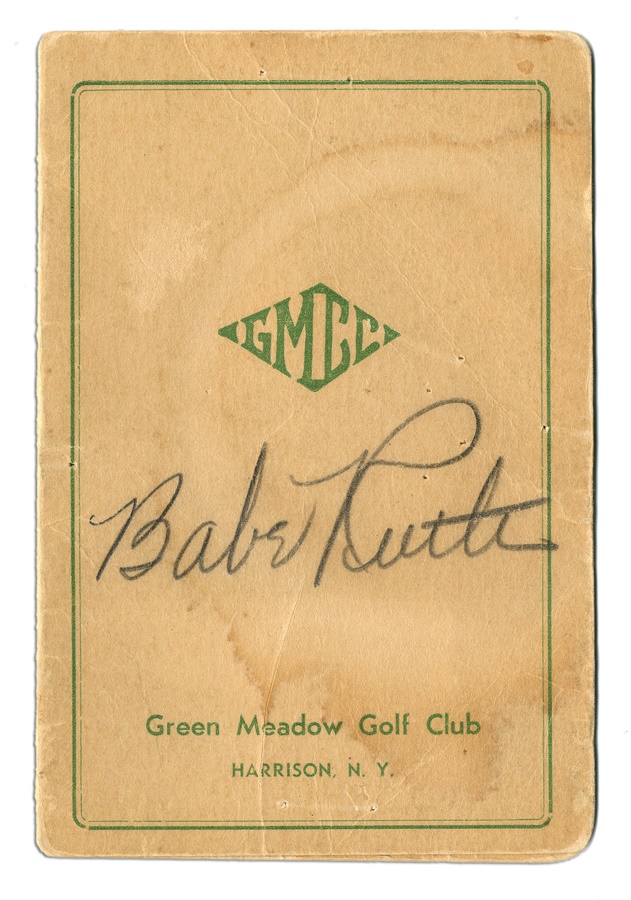 Babe Ruth Autographed Golf Score Card