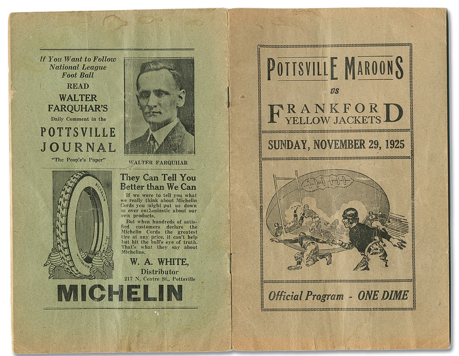 Pottsville Maroons - 1925 Pottsville Maroons vs. Frankford Yellow Jackets Program