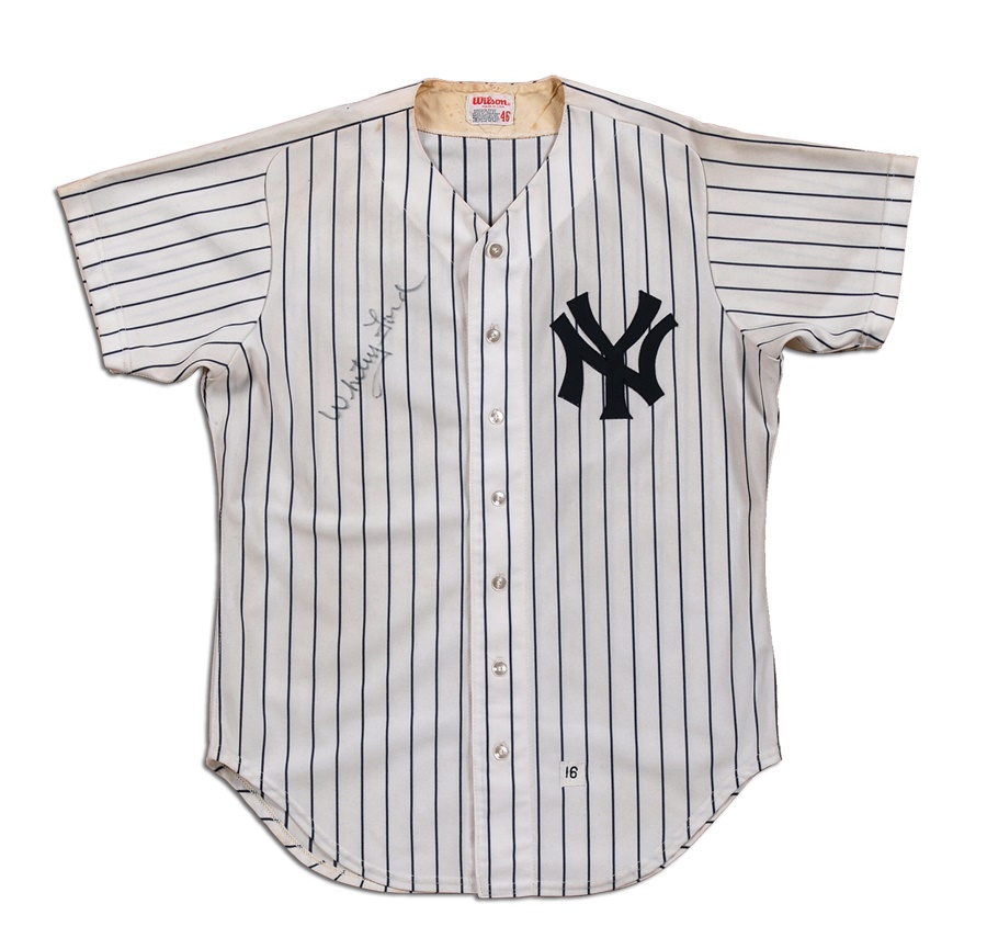 - 1980s Whitey Ford New York Yankees Old Timers Game Worn Jersey