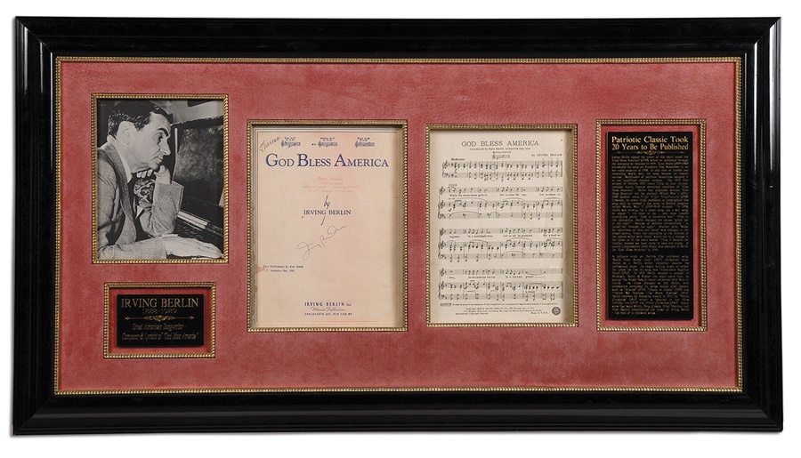 Rock And Pop Culture - Irving Berlin Signed "God Bless America" Song Sheet