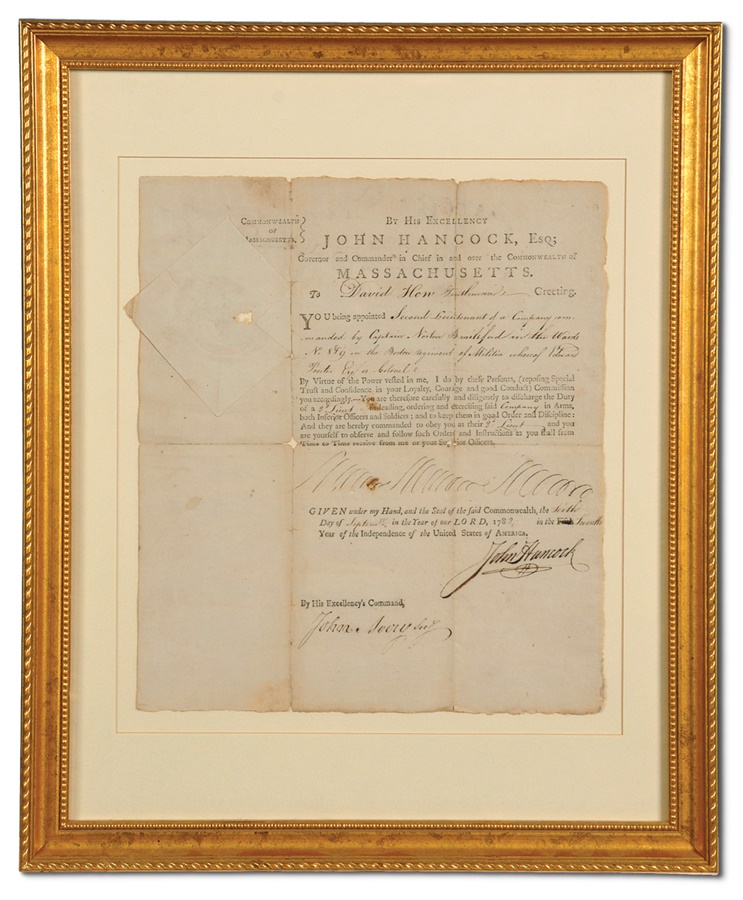 - 1782 John Hancock Signed Document
