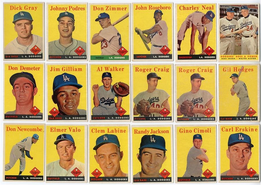 1958 and 1959 Topps Dodgers Near Complete Team Sets (62 of 64)