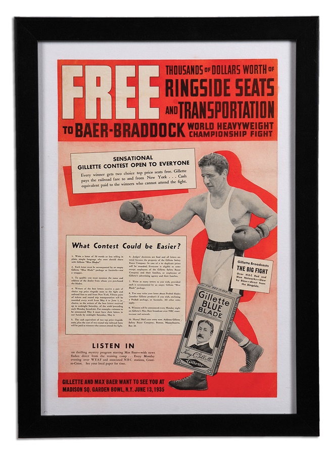Muhammad Ali & Boxing - 1935 Baer vs Braddock Advertising Poster