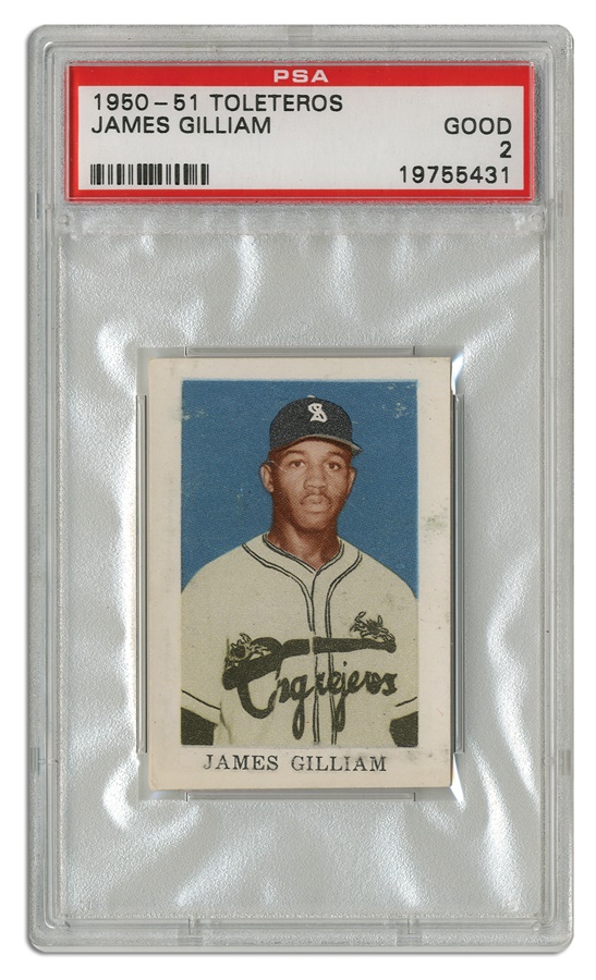 Negro League, Latin, Japanese & International Base - 1950-51 Toleteros James Gilliam PSA 2