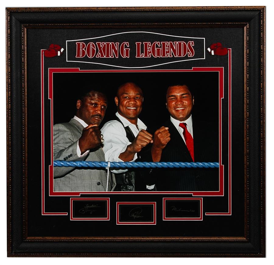 Muhammad Ali & Boxing - Ali, Frazier and Foreman Signed Display