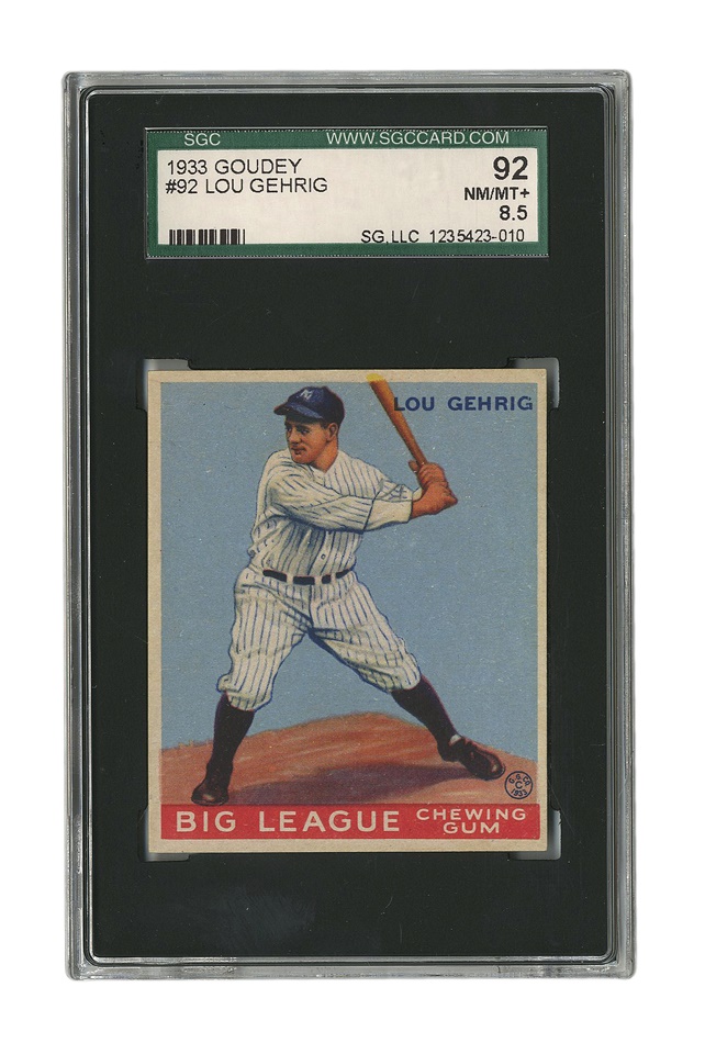 Sports and Non Sports Cards - 1933 Goudey Lou Gehrig #92 (SGC 92 NM/MT+)