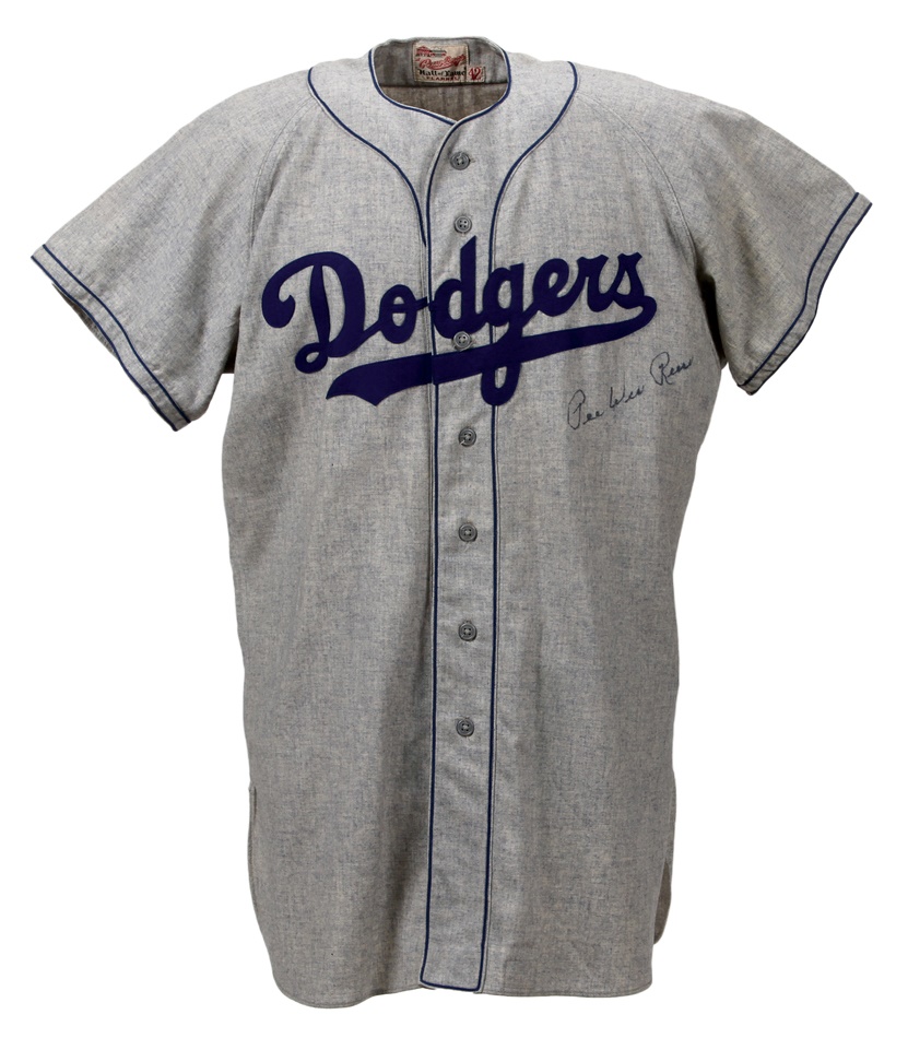 Baseball Equipment - 1950's Pee Wee Reese Signed Professional Model Jersey
