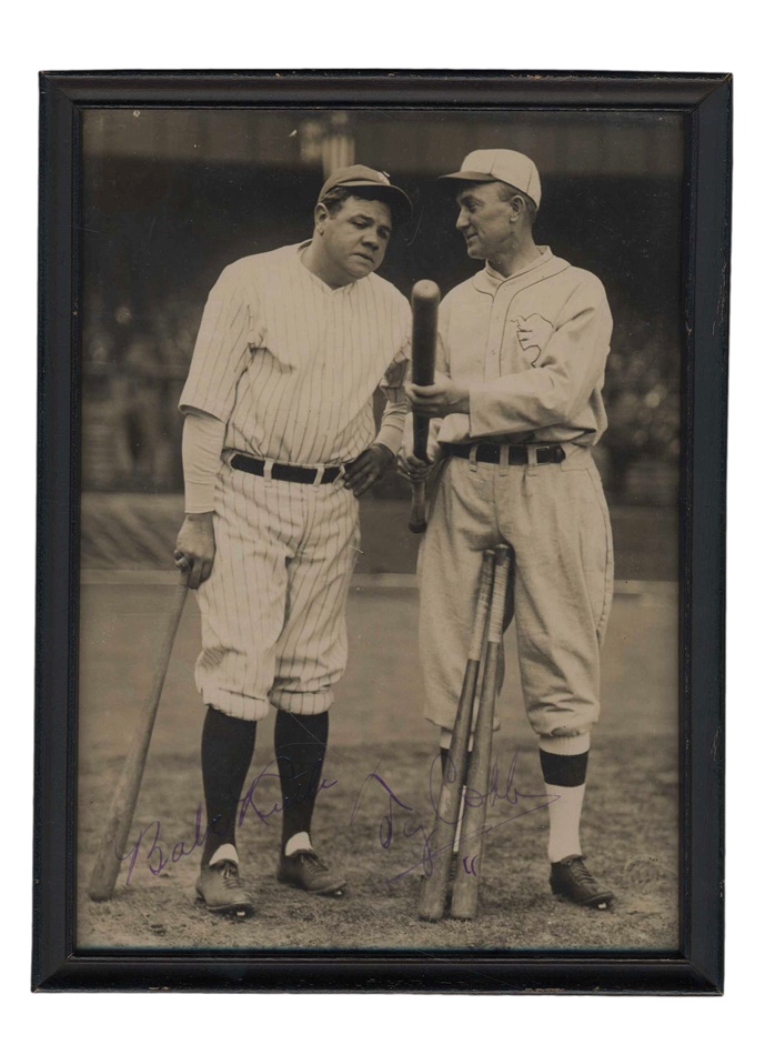Baseball Autographs - Babe Ruth and Ty Cobb Signed Photograph