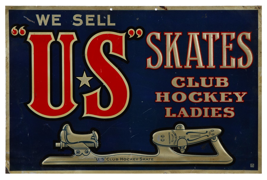 U.S. Hockey Skates Tin Advertising Sign