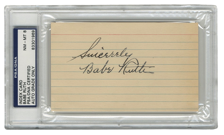 Ruth and Gehrig - Babe Ruth Signed 3"x5" Index Card