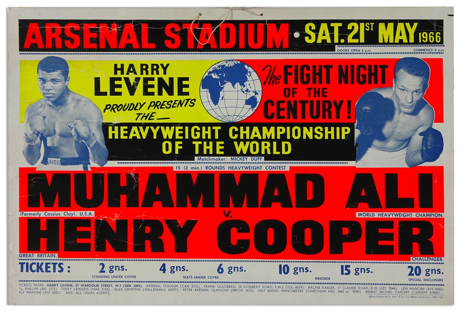 - Muhammad Ali Vs.  Henry Cooper II 1966 On-Site Poster and Program