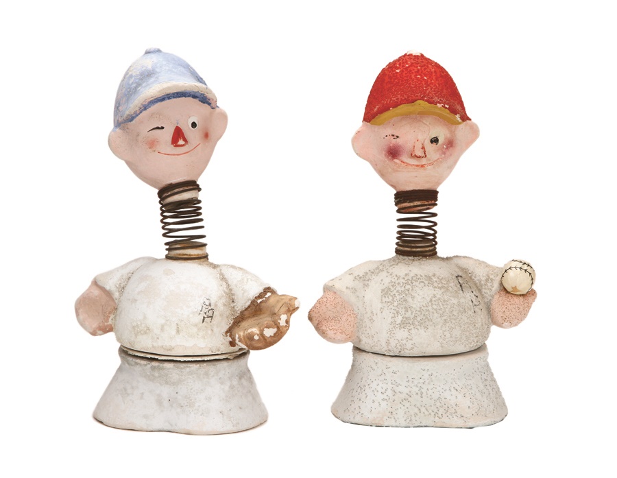 Pair of Early Baseball "Bobbing Heads" Candy Containers