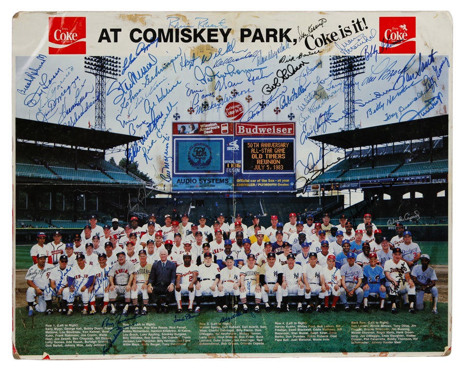 Baseball Autographs - Large 1983 All Star Game Old Timers Signed Poster
