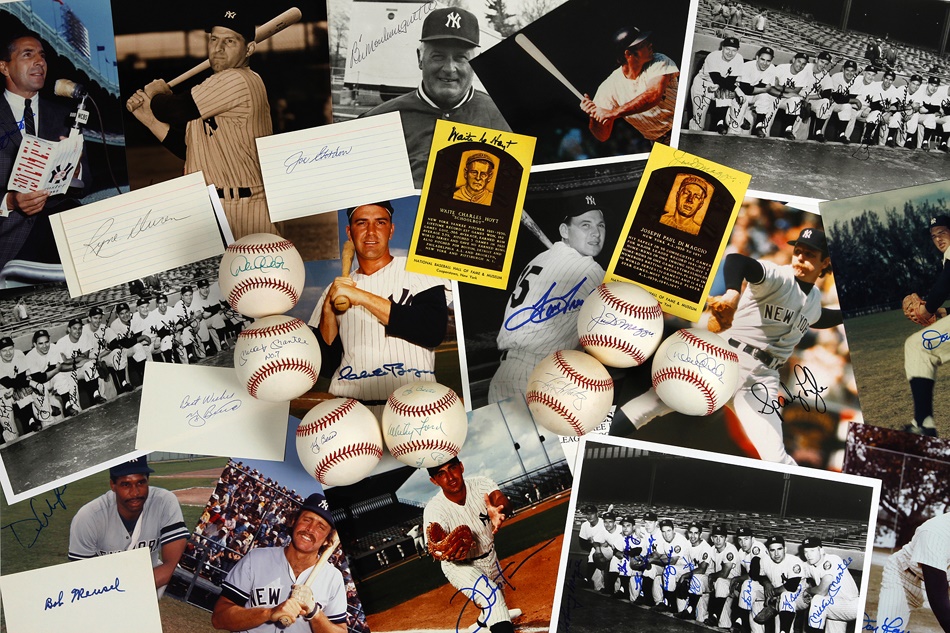 New York Yankees Autograph Collection with Mantle, DiMaggio and Jeter