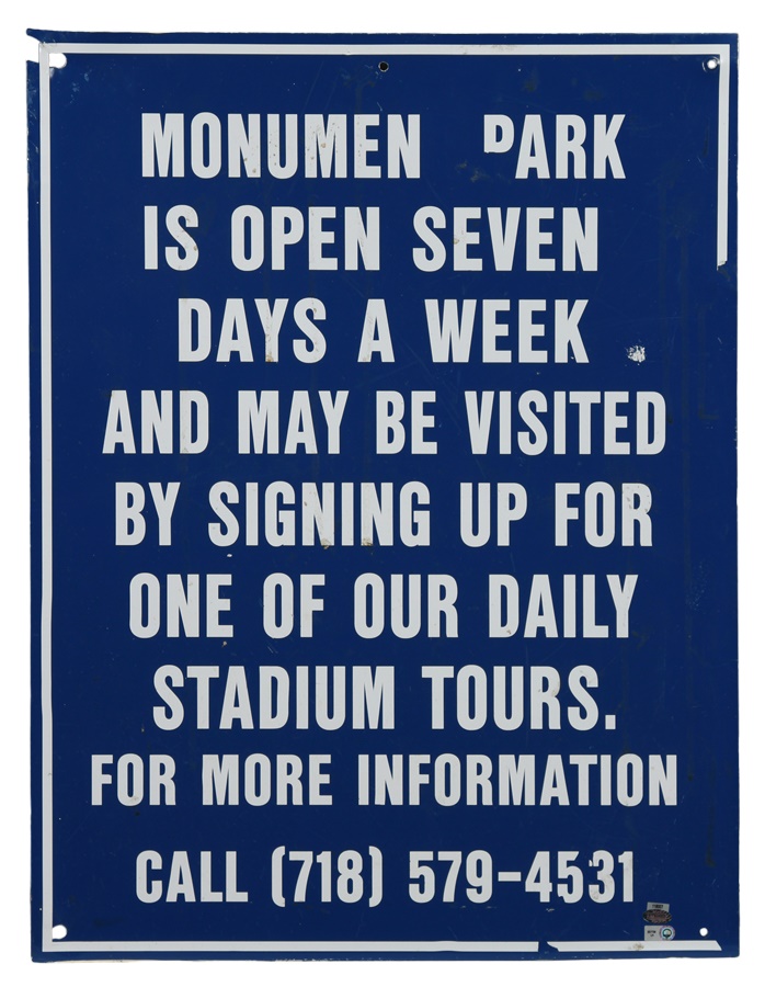 NY Yankees, Giants & Mets - Yankee Stadium Monument Park Sign