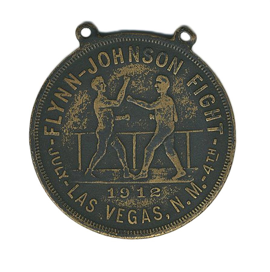 Muhammad Ali & Boxing - 1912 Jack Johnson vs. Fireman Jim Flynn Souvenir Medal