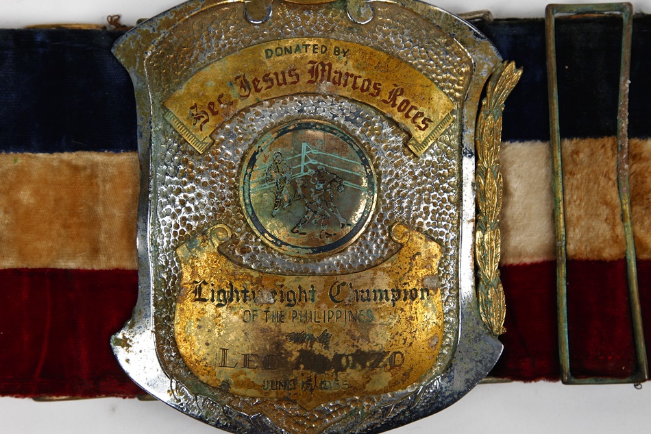 Two 1955 Philippines Boxing Championship Belts Awarded to Lee Alonzo
