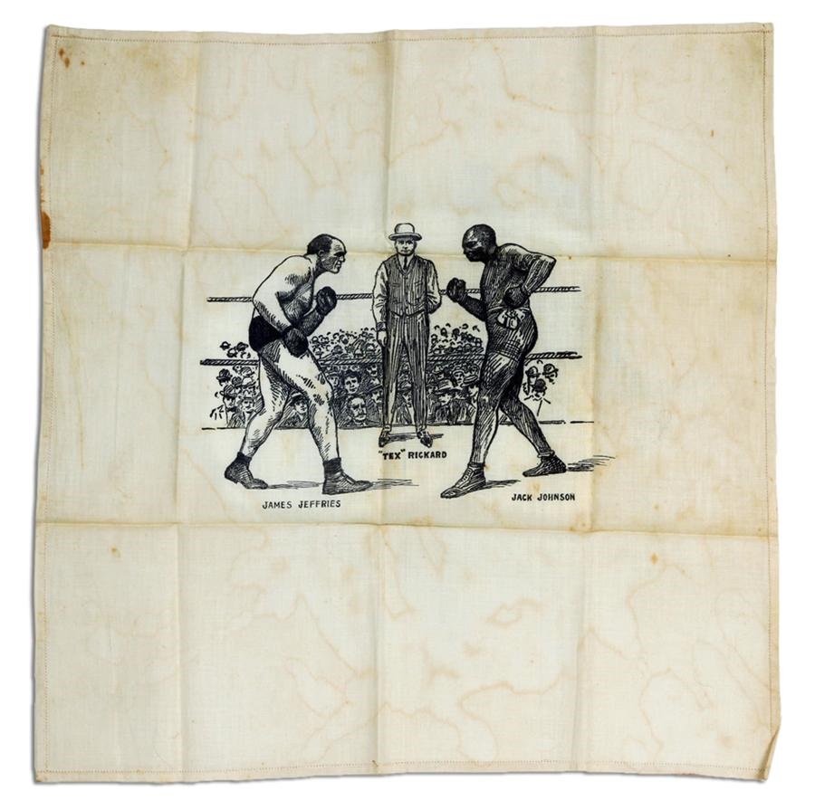 Muhammad Ali & Boxing - 1910 Jack Johnson vs. James Jeffries Souvenir "Silk"