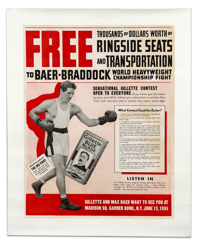 1935 Braddock Vs Baer Fight Promotional Poster
