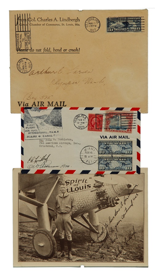 Rock And Pop Culture - Charles Lindbergh Flown Signed Air Mail Cover