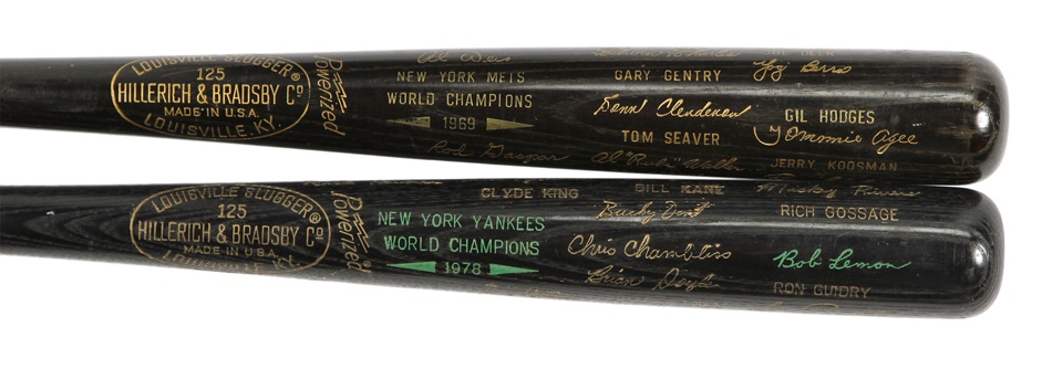 The Producer - 1969 and 1977 World Champion NY Mets and Yankees Black Bats(2)