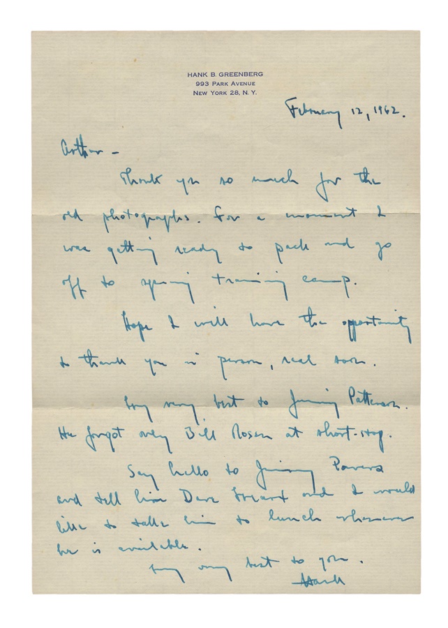 The Producer - Autograph Collection Including Hank Greenberg Letter and Index Cards(60)