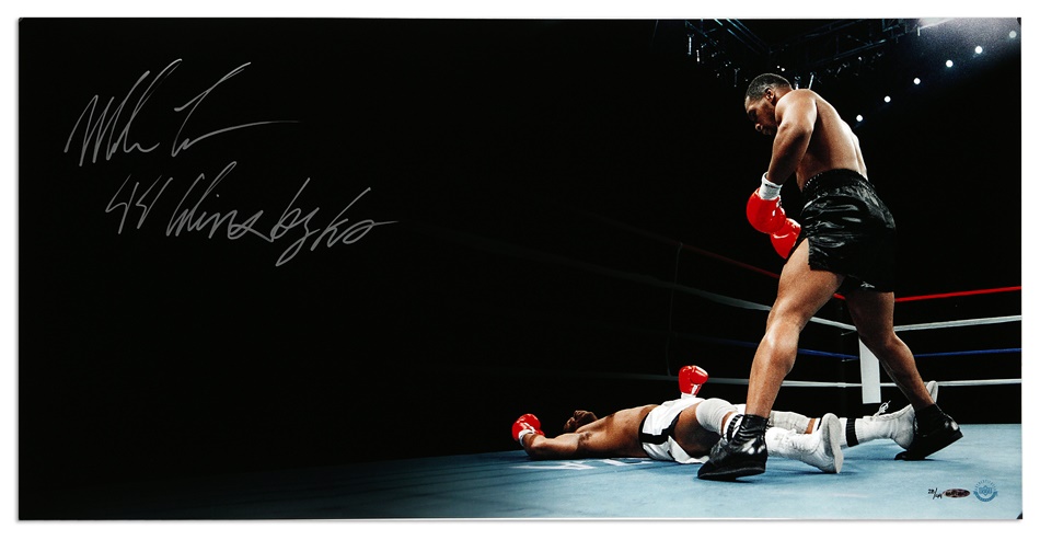 Muhammad Ali & Boxing - Two Mike Tyson Signed Display Pieces (UDA)