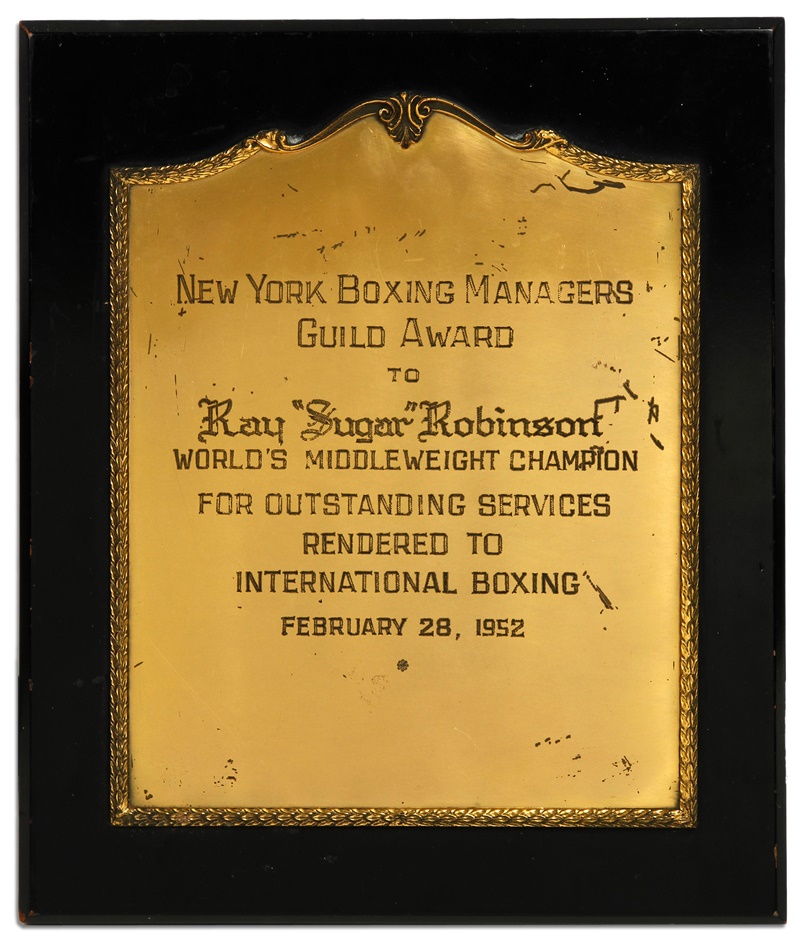 Muhammad Ali & Boxing - 1952 Sugar Ray Robinson Boxing Managers Award