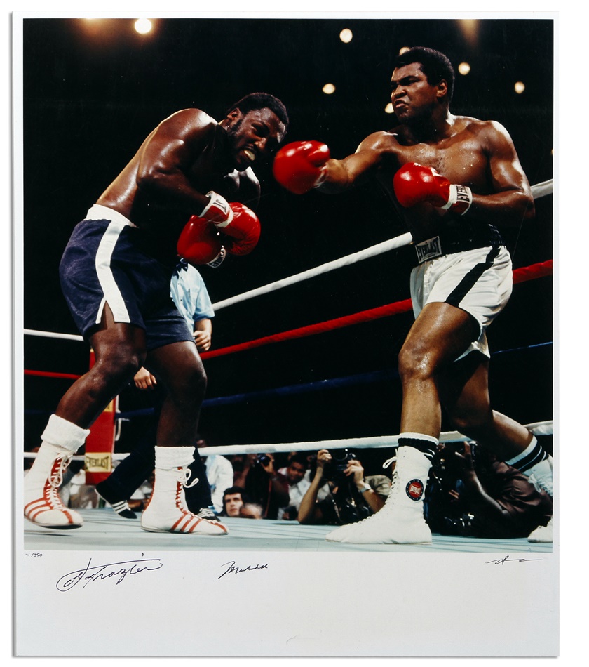 Muhammad Ali & Boxing - Ali - Frazier III Signed Leifer Photo