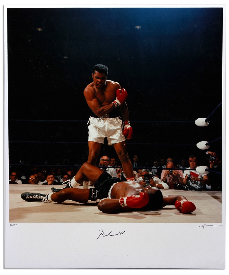 Muhammad Ali & Boxing - Ali Liston II Signed Leifer Photo
