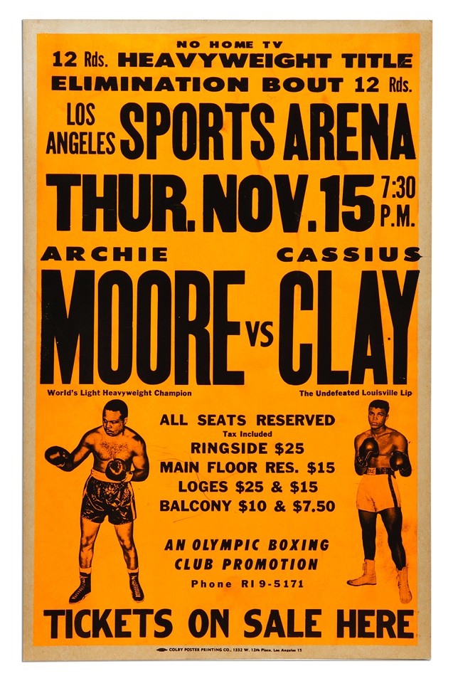 Muhammad Ali & Boxing - 1962 Cassius Clay - Archie Moore On Site Poster
