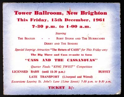 The Beatles - December 15, 1961 Ticket