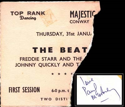 The Beatles - January 31,1963 Ticket