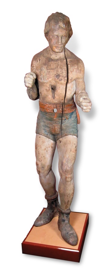 "The Colossus" Larger Than Life 19th Century Hand Painted Hand Carved Boxing Figure The Finest Piece of Boxing Folk Art Extant