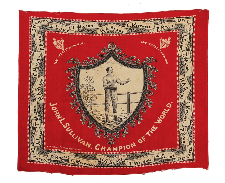 - 1883 John L Sullivan Tobacco Premium Silk for "Cochrane's Turkey Red"