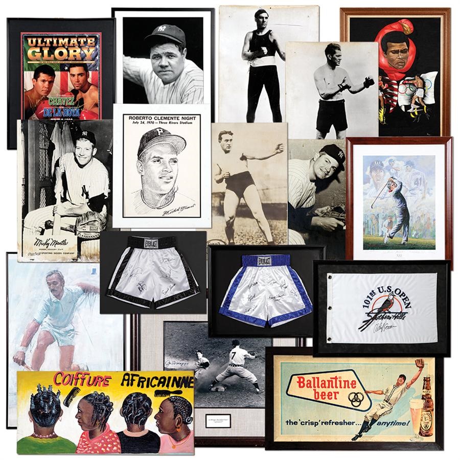 - Collection of Large Framed Items of Sports Memorabilia (24)