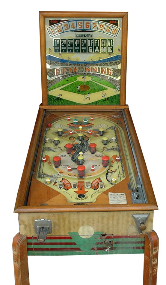 Baseball Memorabilia - 1930s Fifth Inning Baseball Pinball Machine by Bally